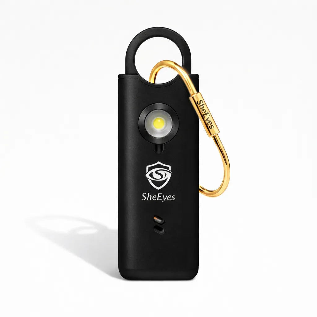 SheEyes Pro black personal safety alarm keychain UK