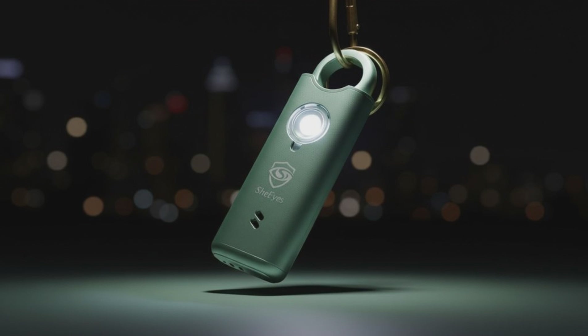 SheEyes mint greena short video of what the product looks like, rotating 180 degrees on a black background